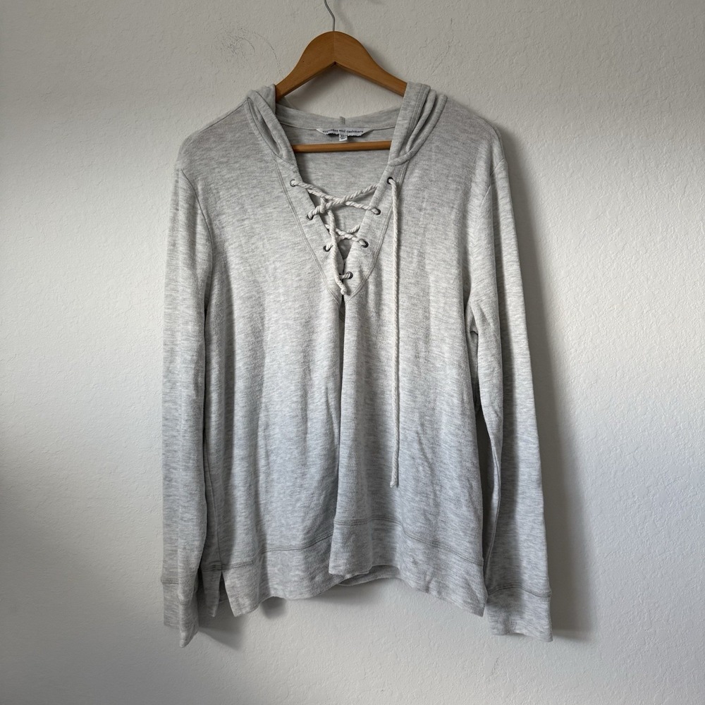 Cupcakes And Cashmere Swing Hoodie Women's XL Gray Lace Up Long Sleeve